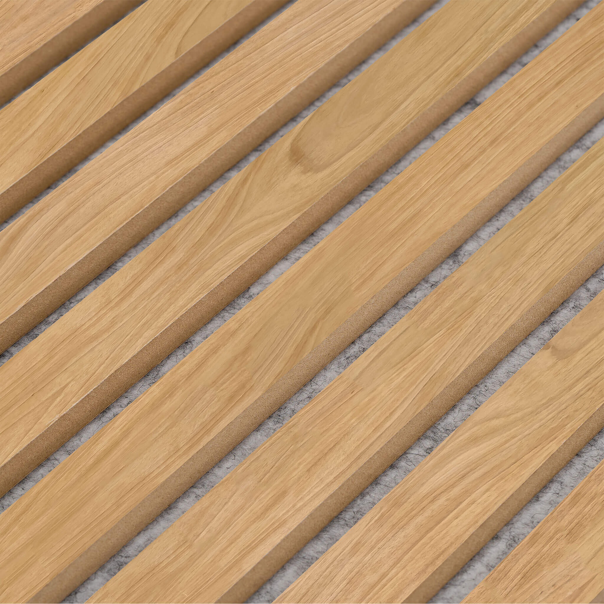 Acoustic Slatted Panel — Tauari, Grey Felt
